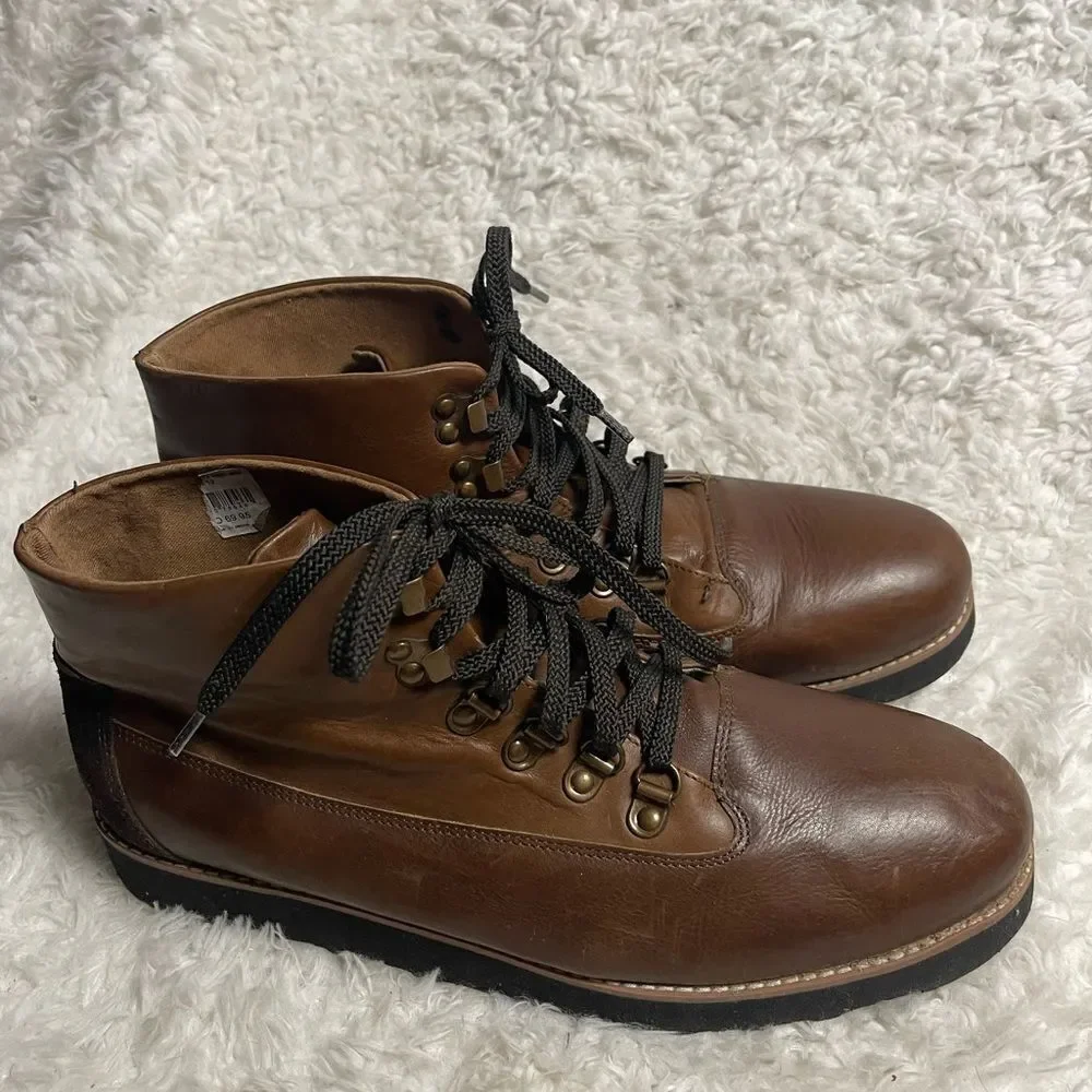 American Eagle outfitters Men’s leather Brown lace up boots Size 12